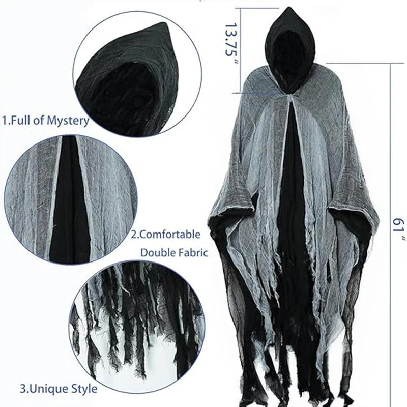 Halloween Cloak Witch Cloak Grim Reaper Costume Cloak Haunted House Costume Dress Up Horror Trick Costume Props