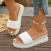 Women’s Woven Platform Slip-On Sandals Chunky Summer Flats