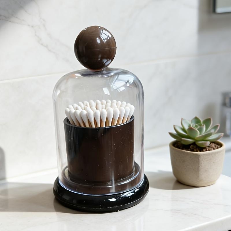 1/2pcs Acrylic Swab&Toothpick Holder with Dustproof Dome Lid –Minimalist Nordic Organizer for Bathroom Vanity&Dresser Countertop