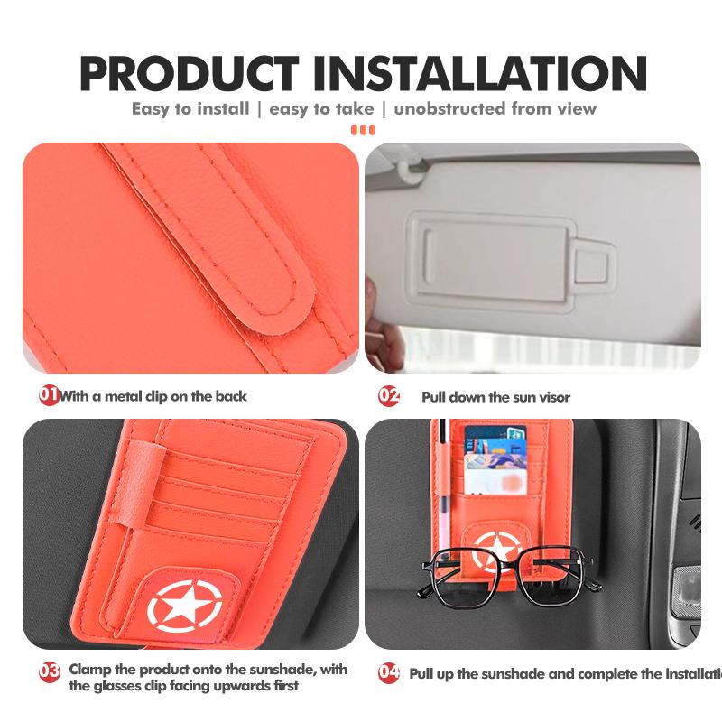 Car Sunvisor Storage Clip Multi-Pocket Card Ticket Clip Organizer Interior Accessories For Jeep JK JL JKU TJ YJ CJ Wrangler AMY1
