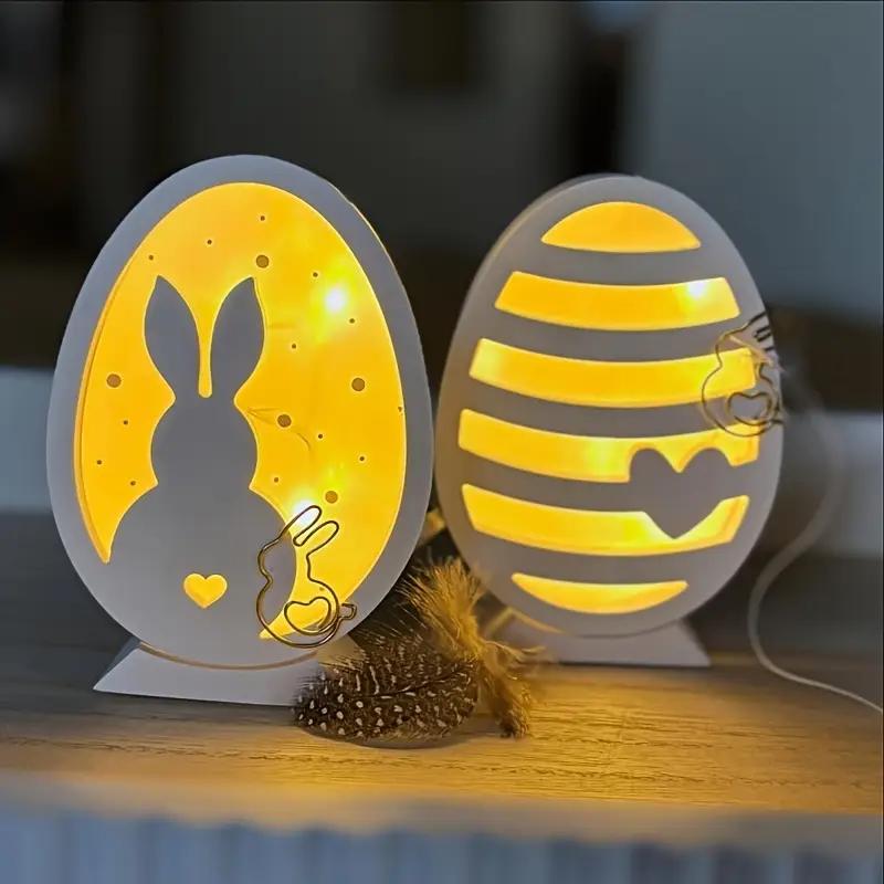 New Creative Silicone Easter Rabbit Lamp Mold Openwork DIY Easter Egg Plaster Mould Bunny Epoxy Resin Mould Easter Decoration