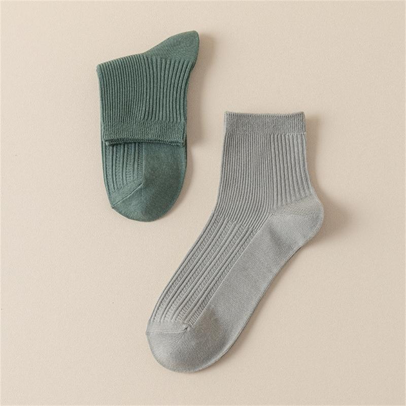 Solid Color Men Sock Spring Autumn Casual Basic Stocking Vertical Stripes Breathable Comfortable Casual Sports Socking