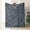 Interlocking Geometric Shapes with Wave Motifs In a Blue Diagonal Design. for All Seasons Blanket Lunch Break Throw Gift