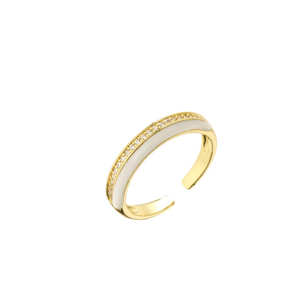 18K Gold Plated Brass Gold Color Cute Ring For Women Multi Color Rainbow Zircon Dripping Oil Female Wedding Accessories