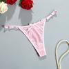 Women's Thong Adjustable Waistband Glossy Satin Solid Color Underwear Low Waist Smooth Silk Bowknot Female Underpants