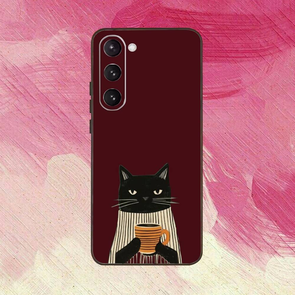 Funny Cat Daily Life Phone Case For Samsung Galaxy A73,A72,A71,A70,A53,A52,A51,Others Soft Black Cover