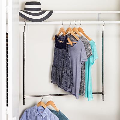 Adjustable Steel Hanging Closet Rod Double Storage Space Easy Installation No Tools Required Customizable Height and Width