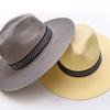 WTEMPO Couple Spring Summer Foldable Sunscreen Hats with Windproof Rope Solid Color Wide Brim Holiday Travel Beach Breathable Sun Hats