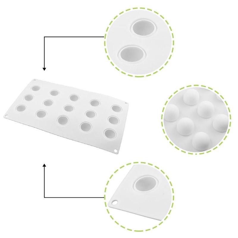 New 1 Pc White Silicone Mousse Mold French Dessert Baking Cake Mold Heart and Round Cupcake Baking Mouss
