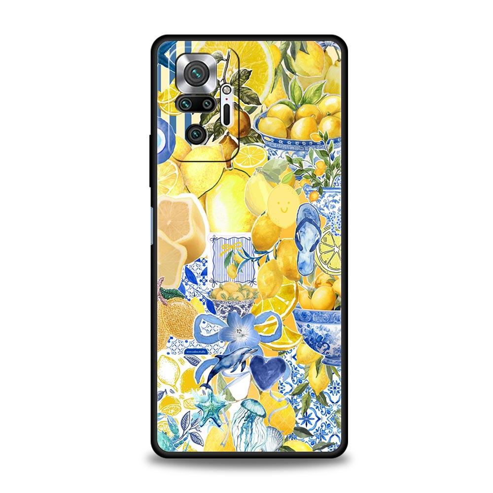 

Чехол для телефона для Xiaomi Redmi Note 14 13 12 Pro Plus 5G 9S 9 10 11 4G 14C 13C 12C 10C 9C 9A Мягкий чехол Летние фрукты Принт с лимонами Redmi Note 13 4G