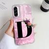 A-Z Black Letter Peony Flower  Shockproof Phone Case For Samsung Galaxy A15 A25 A35 A55 A13 A14 A53 A52 A34 A24 Couple TPU Cover
