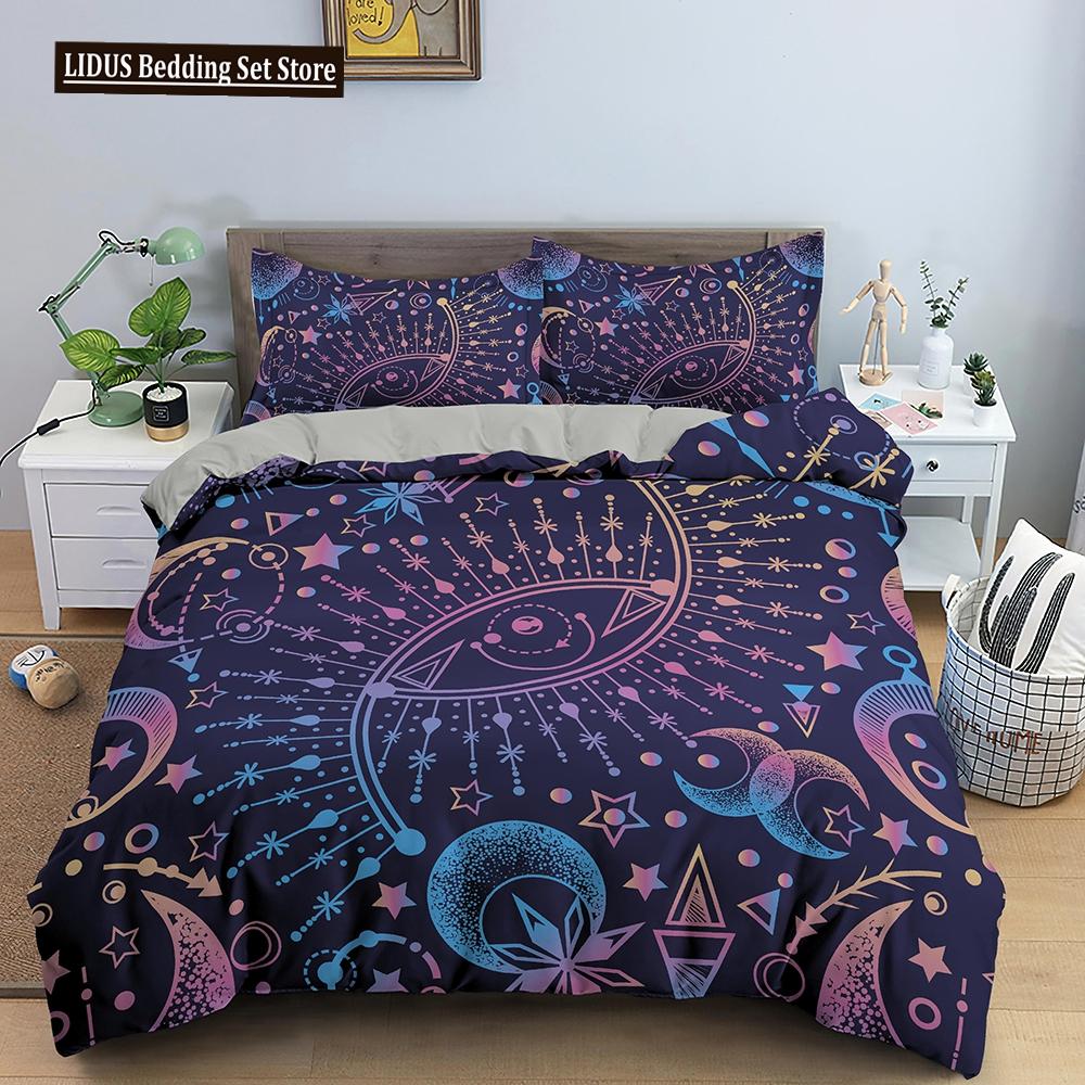 

Bohemian Duvet Cover Set Universe Sun And Moon Themed Polyester Comforter Cover King Queen Full Size For Kids Boys Bedding Set EU single(135x200cm)