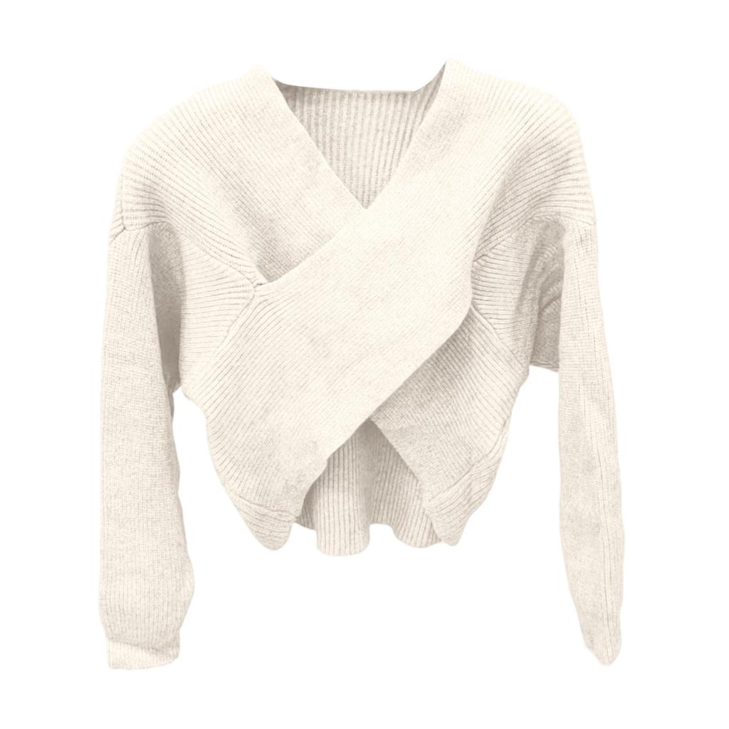 Women's Relaxed Patchwork V,neck Loose Long,sleeved Polyester Sweater