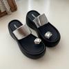 2025 Summer Crystal Women Slipper Fashion Comfort Clip Toe Ladies Platform Wedges Heel Slides Beach Sandal Female Shoes