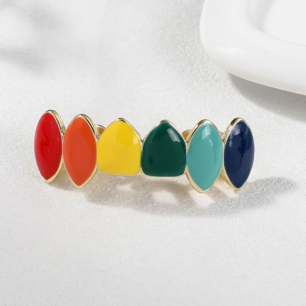 Exaggerate Design Colorful Dental Jewelry 6 Teeth Funny Tooth Decorations Teeth Jewelry Halloween