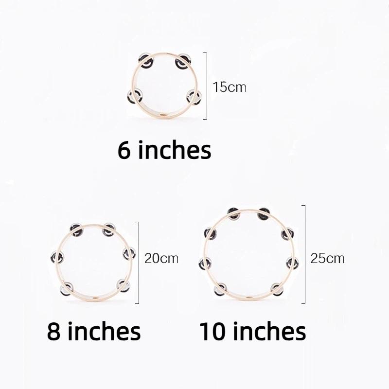 Plastic Tambourine for Kids 6/8/10 Inch Hand Held Percussion Drum Bell Portable Musical Instrument for Outdoor Camping Activity