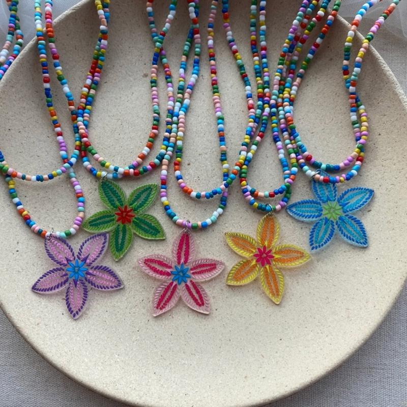 Double-layer Flower Beads Necklaces Chain Chokers Women Party Necklaces Party Jewelry Perfect Gift for Women Girls