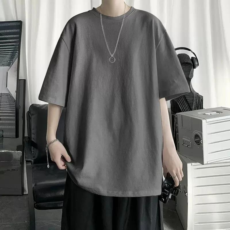 Men's Cotton Oversized T-shirt Loose Tops Tshirts For Clothing Breathable Casual Pattern Short Sleeve Tees Streetwear Recommend