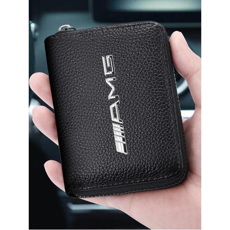 Genuine Leather Car Drivers License ID Card Passport Card Wallet For Mercedes Benz AMG W212 W205 W246 W177 W176 W213 GLC GLE GLS ML Welcome Laser Lamp