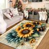 Sunflower and Bee Christmas Rug for Festive Season - Cozy Holiday Decor, Indoor Outdoor Mats, Seasonal Home Decorations