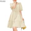 ZANZEA Women Casual Turn Down Collar Summer Short Sleeve Dress