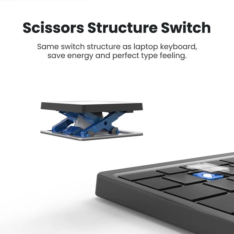 Bluetooth-tastatur for Windows Android IOS-telefon iPad Oppladbart trådløst tastatur med sammenleggbar berøringsplate