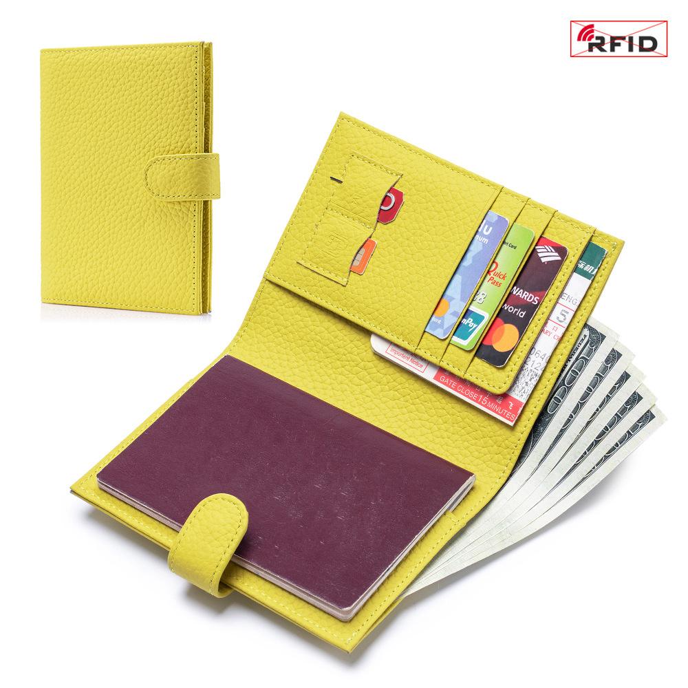 Genuine Leather Ultra-Thin RFID Blocking Passport Holder Wallet - All-in-One Travel Organizer for Women (New Style)