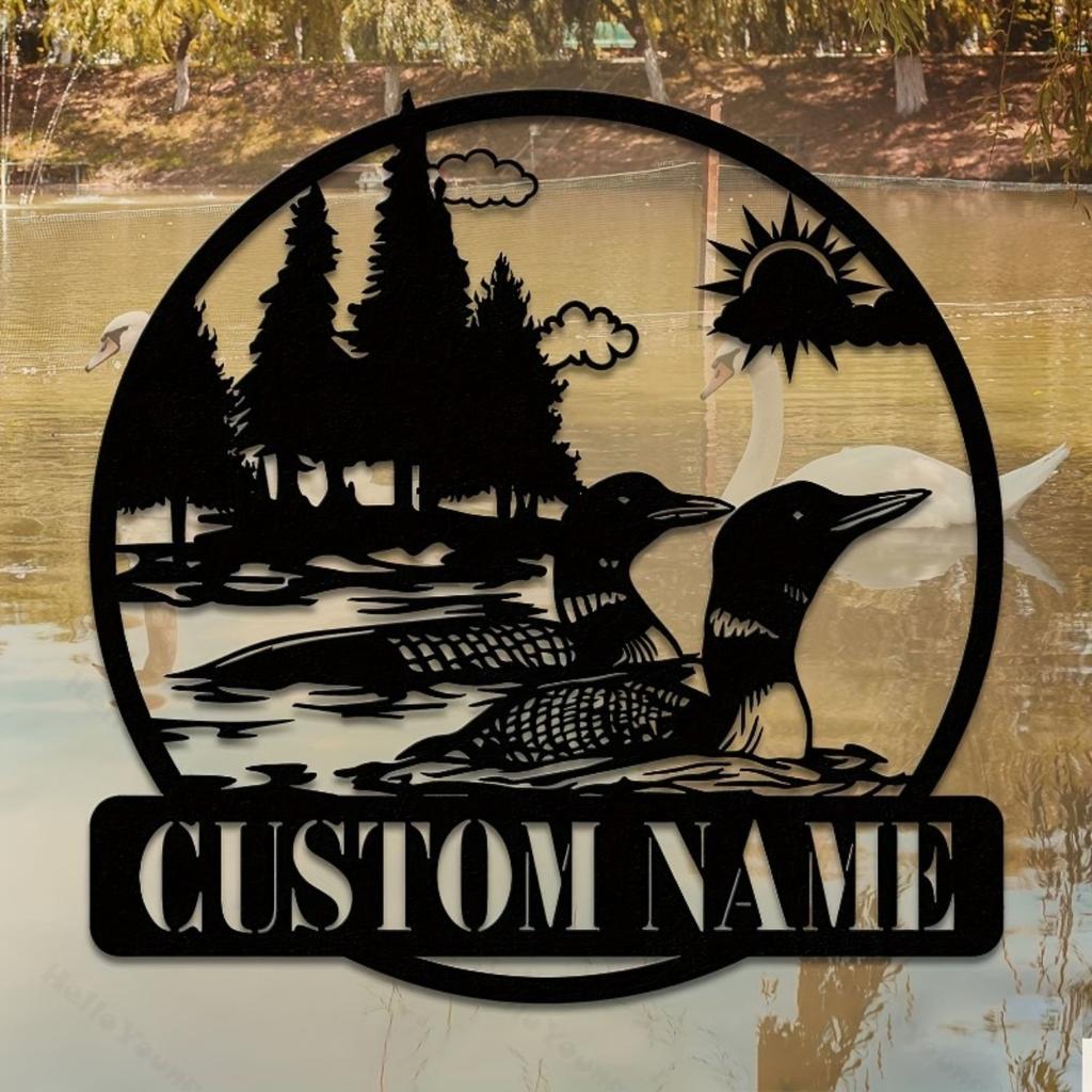 Customizable Metal Duck Sign Personalized Surname Silhouette Wall Decor Hot Sale Home Garden