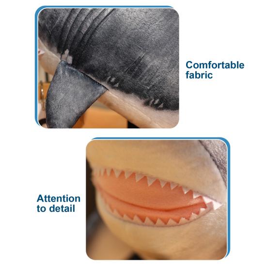 Shark Plush Doll 22" Realistic Grey Shark Pillow Soft Stuffed Animal Shark Cuddle Toy Unique Gift for Children