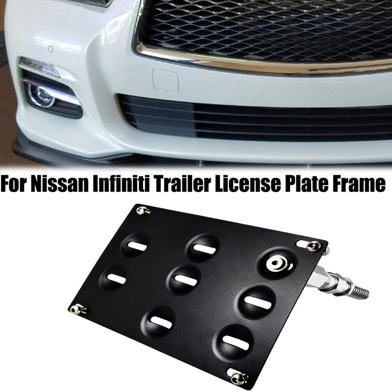 Car Bumper Tow Hook License Plate Mount Bracket No Drill For Infiniti G35 G37 Q60 Q50 2007-2018 For Nissan GT-R 370Z 2013-2018