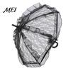 Anti UV Rain Umbrella Vintage Gothic Lace Umbrella, Black Bridal Parasol for Halloween Elegant Hollow Embroidery Witch Cosplay, Wedding Decoration,