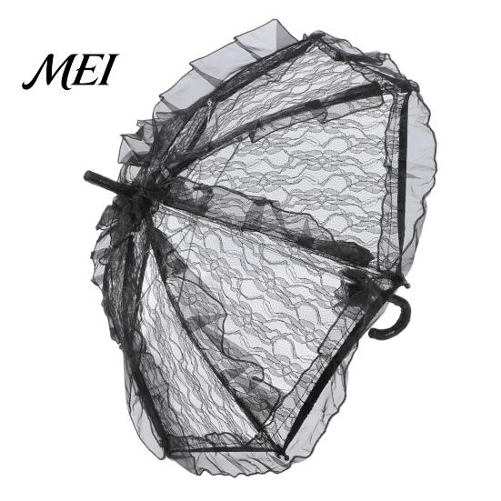 Anti UV Rain Umbrella Vintage Gothic Lace Umbrella, Black Bridal Parasol for Halloween Elegant Hollow Embroidery Witch Cosplay, Wedding Decoration,