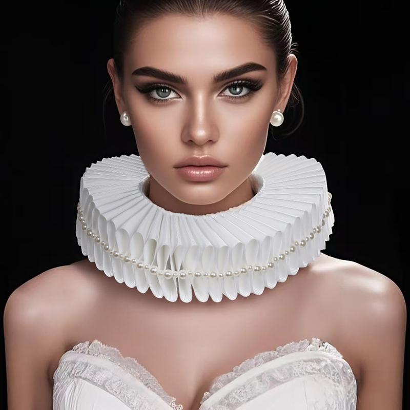 

Белый шарф с оборкой на шее, фальшивый воротник, для оперного выступления, ретро-декоративный воротник, средневековые аксессуары для костюма, реквизит