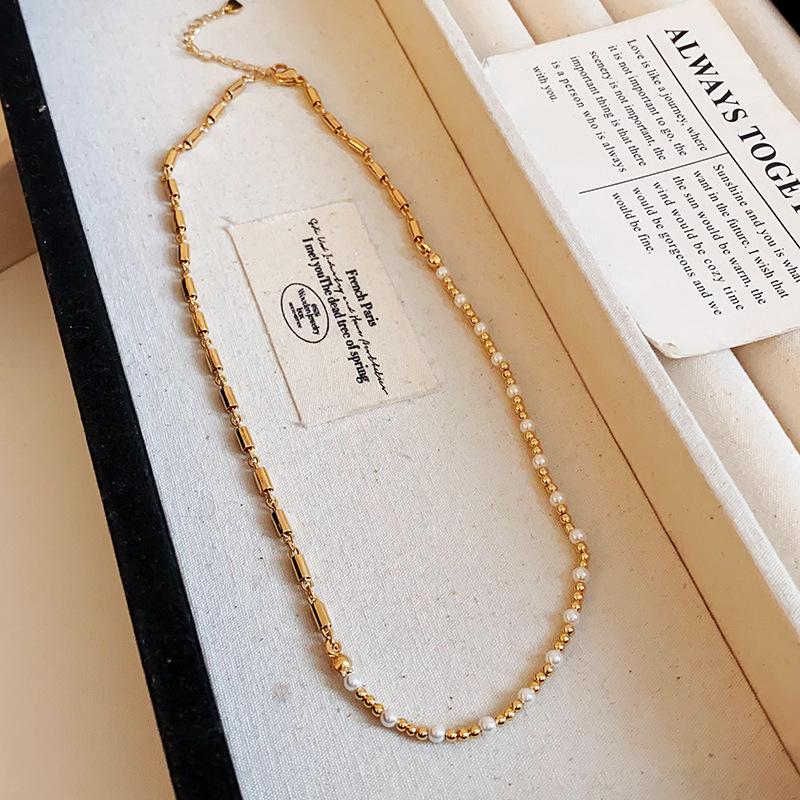 Collana a Clavicola con Nappa di Perle e Farfalla in Stile Coreano
