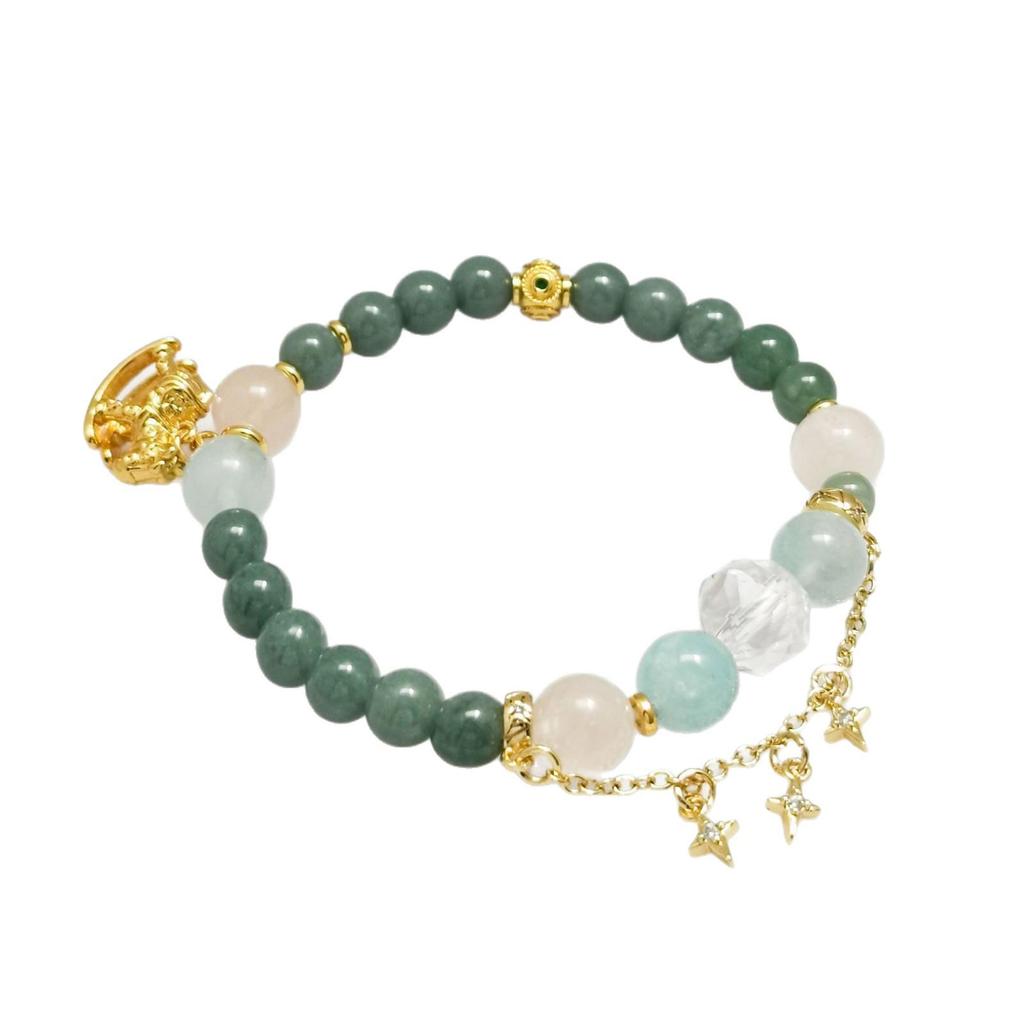 Star Chain Jade Multi-Gem Christmas Commemorative Bracelet: Fashionable Layered Chinese Style Gift.