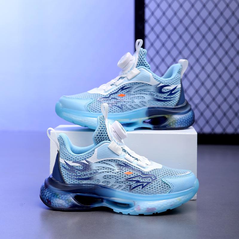 

Детская обувь Детская спортивная обувь Весна новая сетчатая дышащая для средних и старших детей мальчиков кроссовки Черно-фиолетовые папины кроссовки 39