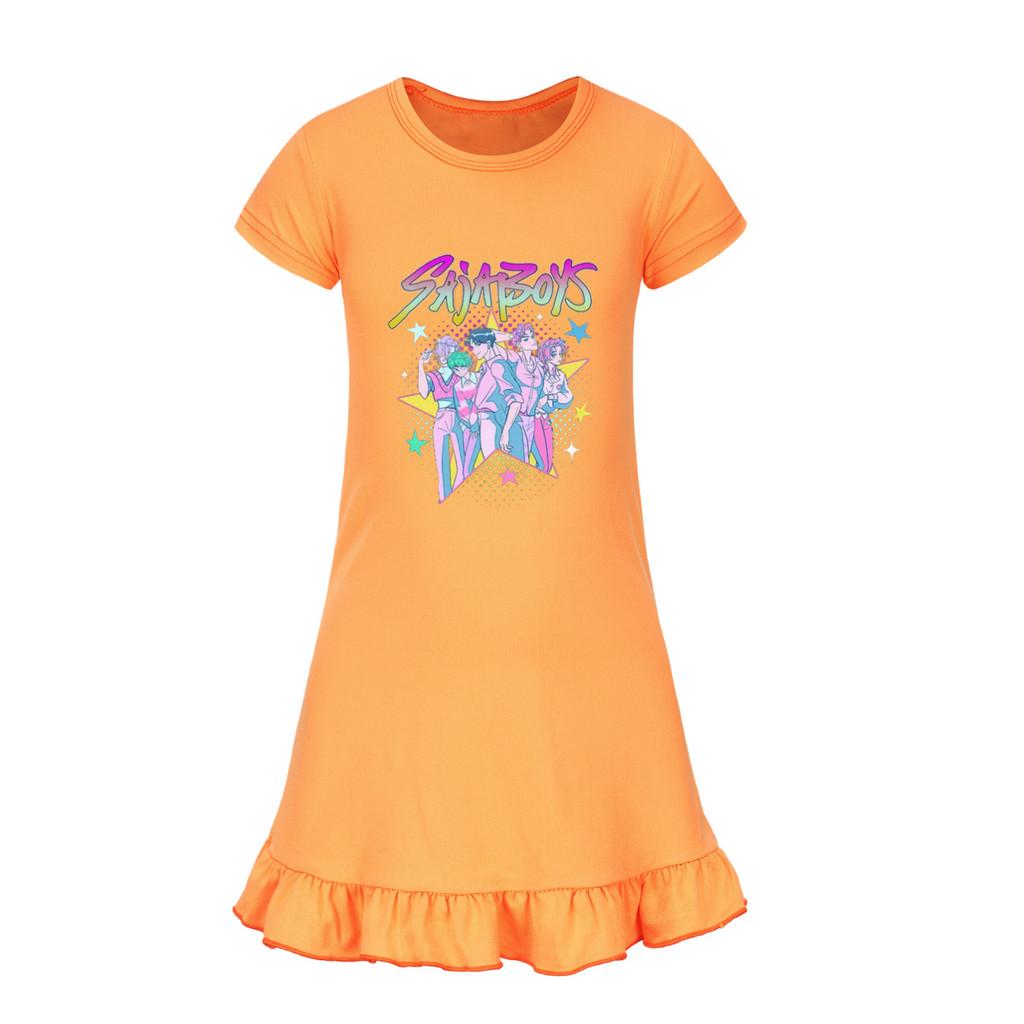 5054 Kids Girls Sajaboys Mira Zoey Rumi Printed Ruffle Short Sleeves Casual Dress