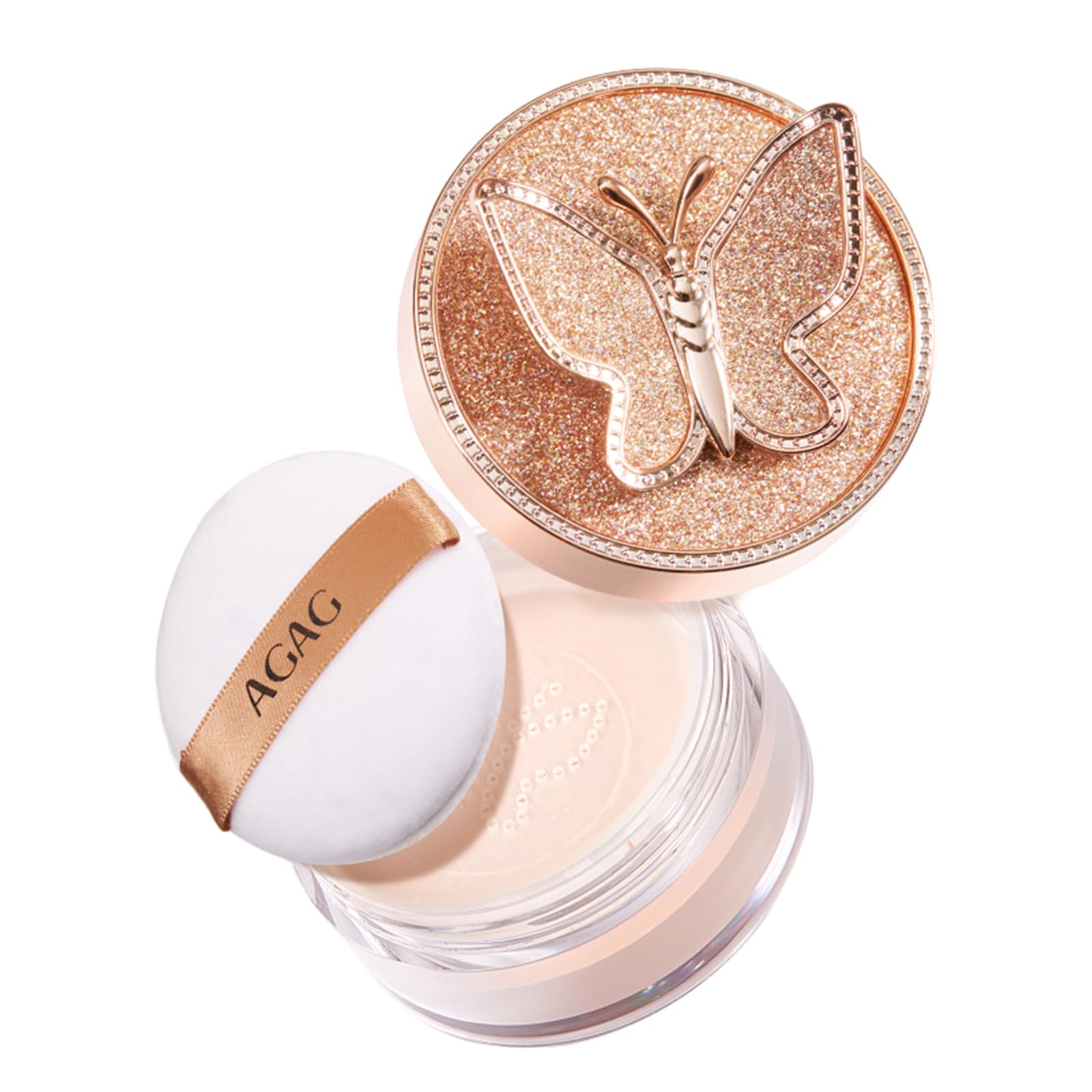 

Qin Derdom Loose Powder - Shine Control, Crystal Butterfly Design, Setting Face Powder, Long-lasting, Smooth, Sweat-resistant, Pore Coverage,