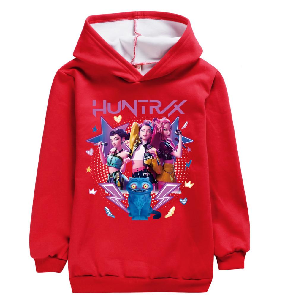 4983 Casual Girls Kpop Rumi Zoey Mira Print Long Sleeves Velvet Warm Hoodie