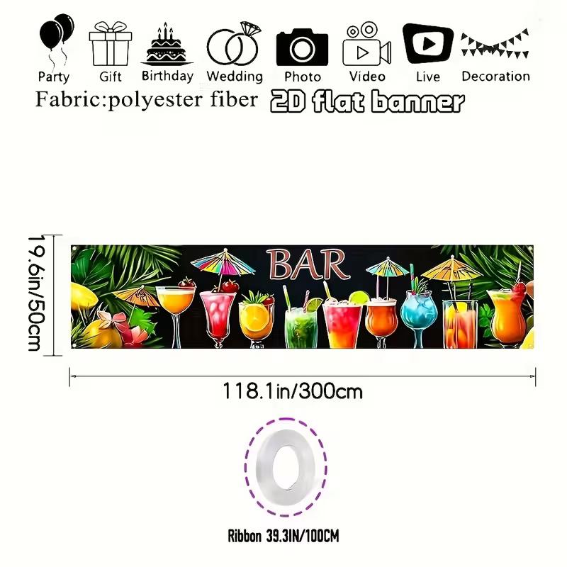 2D Summer Bar Tapestry Colorful Drinks Wall Banner