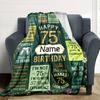 75Th Birthday Celebration Blanket Personalized Name Soft Warm And Versatile For Sofa Bed Office And Travel Machine Washable Comfortable In All Seasons