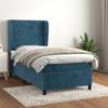 Bed with Slatted Base and Mattress - Maison Exclusive - Dark Blue Velvet - 80x200 Cm - Adjustable Headboard
