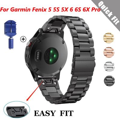 26MM 22MM 20MM Watchband Stainless Steel Metal Strap For Garmin Fenix 7X 7X Pro 6S 6X 6 Pro 5X 5 5S 3HR Bracelet