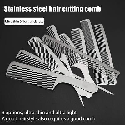 Barber Professional Stainless Steel Silver Hairdressing Comb Anti-static Men Haircut Clipper Ultra-thin Comb Salon Styling Tool
