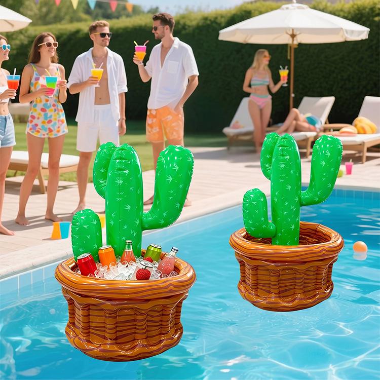 Inflatable Cactus Beer Barrel Floating Ice Bucket for Pool Parties