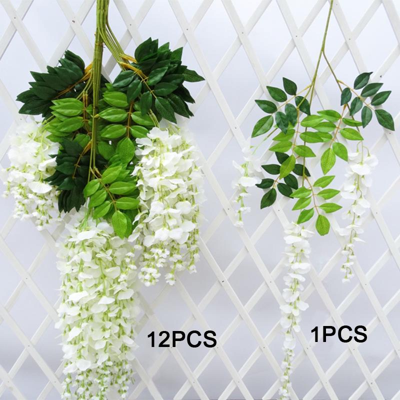 Artificial Wisteria Vine White Fake Flower Garland for Wedding Home Decor