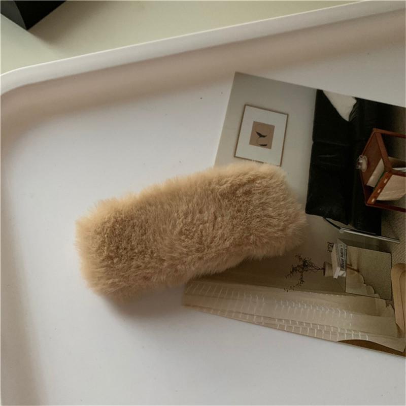 1/3/5Pcs Autumn Winter Hair Clips For Girl Woman Waterdrop Square Barrettes Solid Color Faux Fur BB Hairpins Soft Hair Accessory