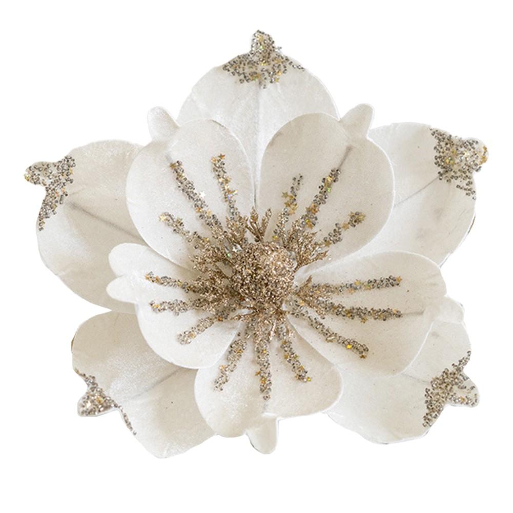 

24 см Рождественская Пуансеттия Блестящий Цветок Подвесное Украшение для Рождественской Вечеринки белый