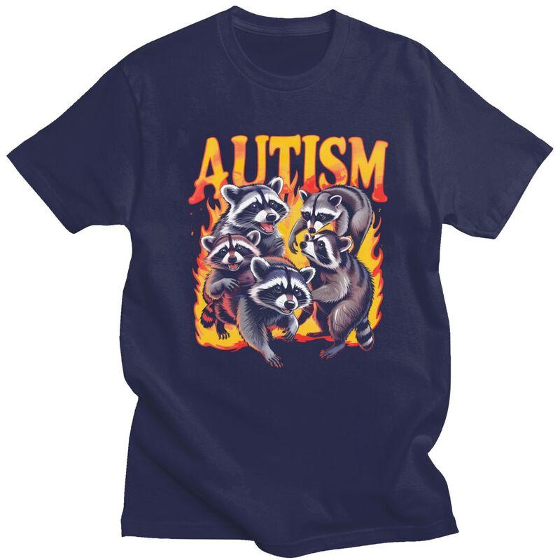 Male Autism Raccoon Meme T Shirt 100 Cotton Funny Humor Colthing Leisure Novelty Design Graphic Tees Shirt