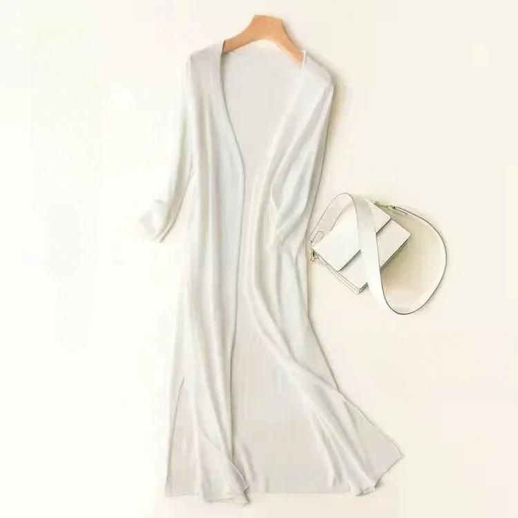 Korean Women's Casual Long Sun Protection Sweater Cardigan Soft Comfortable Simple Solid Free Size Loose Thin Cardigan